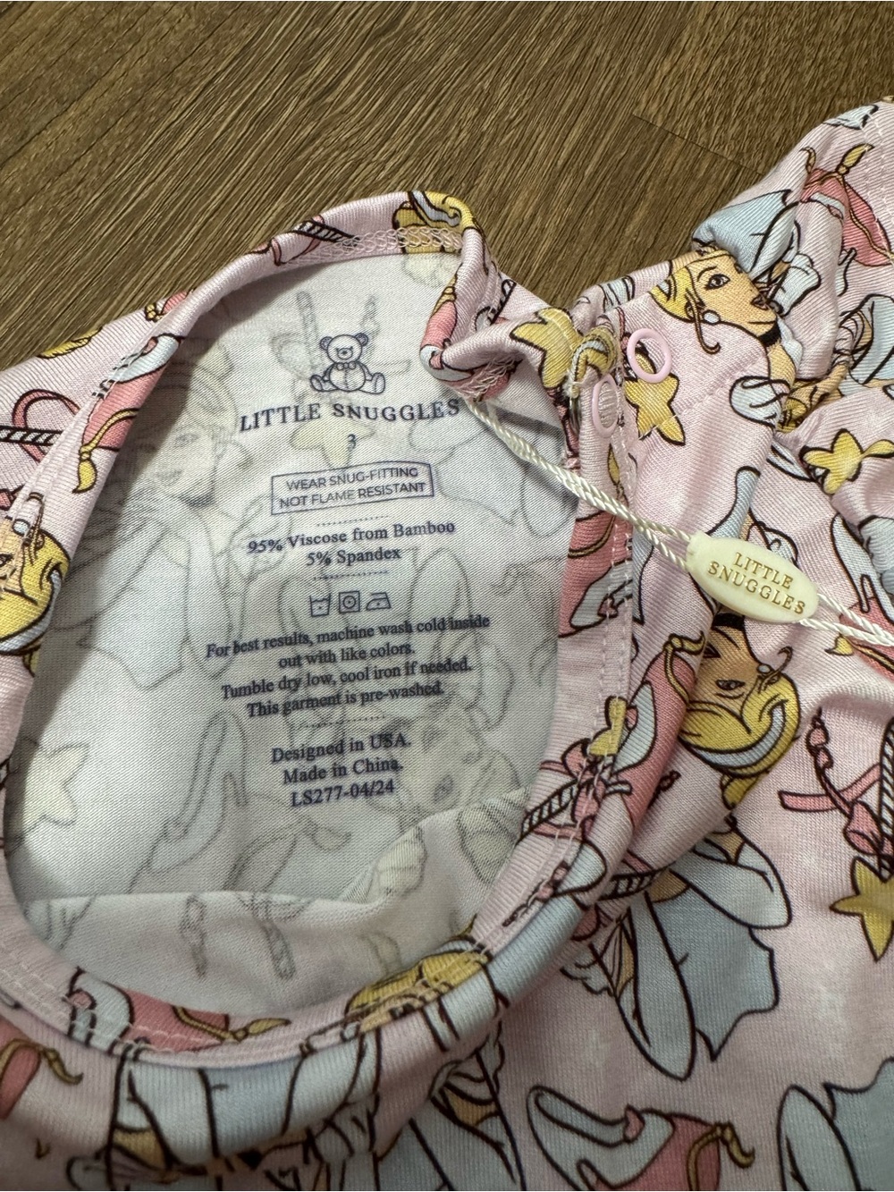 Little Snuggles Girls Size 3 3T Bodysuit Dress Bamboo Cinderella Disney Princess - Picture 4 of 6